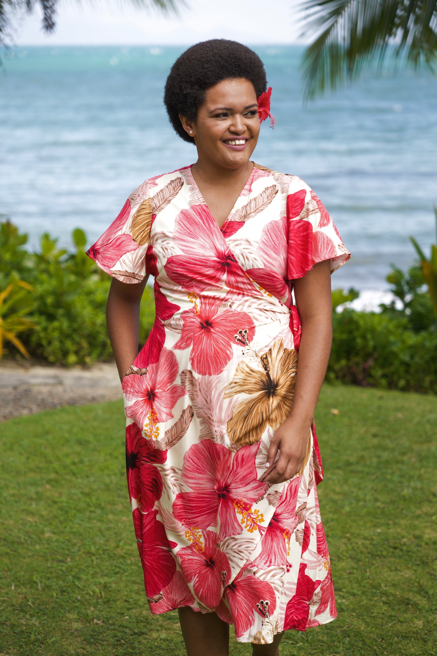 Blooming Hibiscus - Wrap Dress