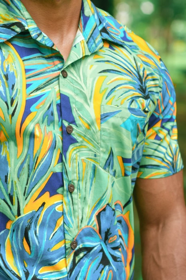 Tropical Painting - Short Sleeve Shirt (Yellow) - Malia Fiji
