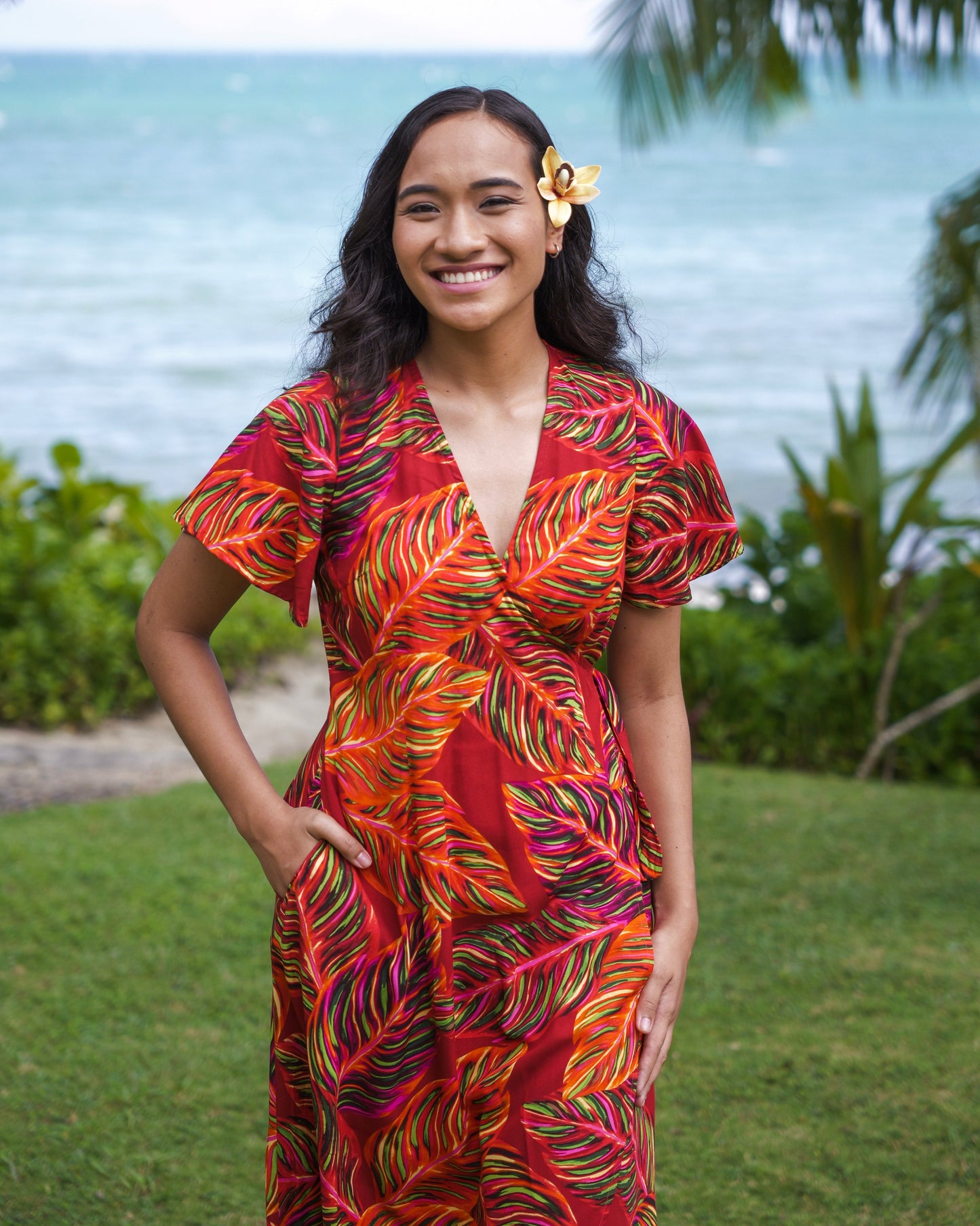 Leafy Print - Wrap Dress