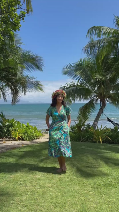 Leafy Print - Wrap Dress